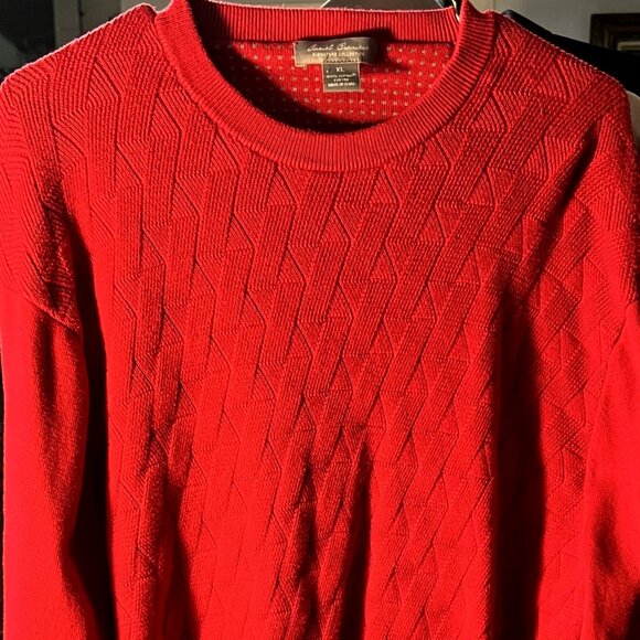Daniel Cremieux Signature 100% Pima Cotton Red Cable Knit Sweater SZ XL - Picture 1 of 4